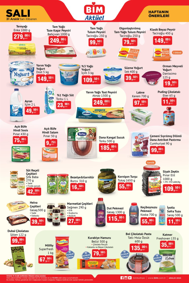 31 ARALIK BİM AKTÜEL KATALOĞU! 31 Aralık Salı BİM aktüel kataloğunda hangi ürünler var?