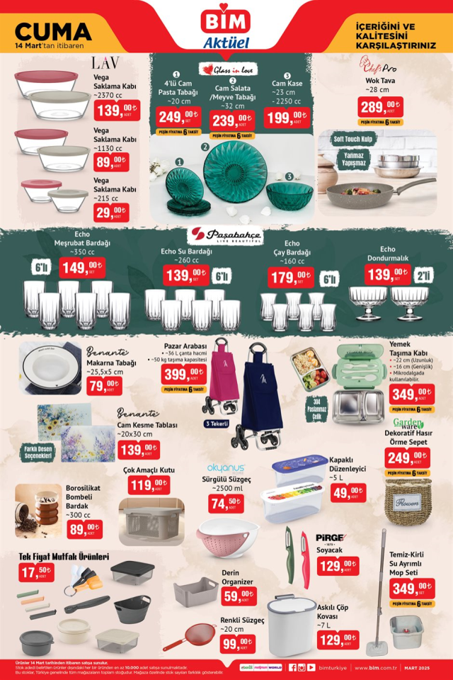 14 MART BİM KATALOĞU || BİM 14 Mart 2025 kataloğunda hangi ürünler var?