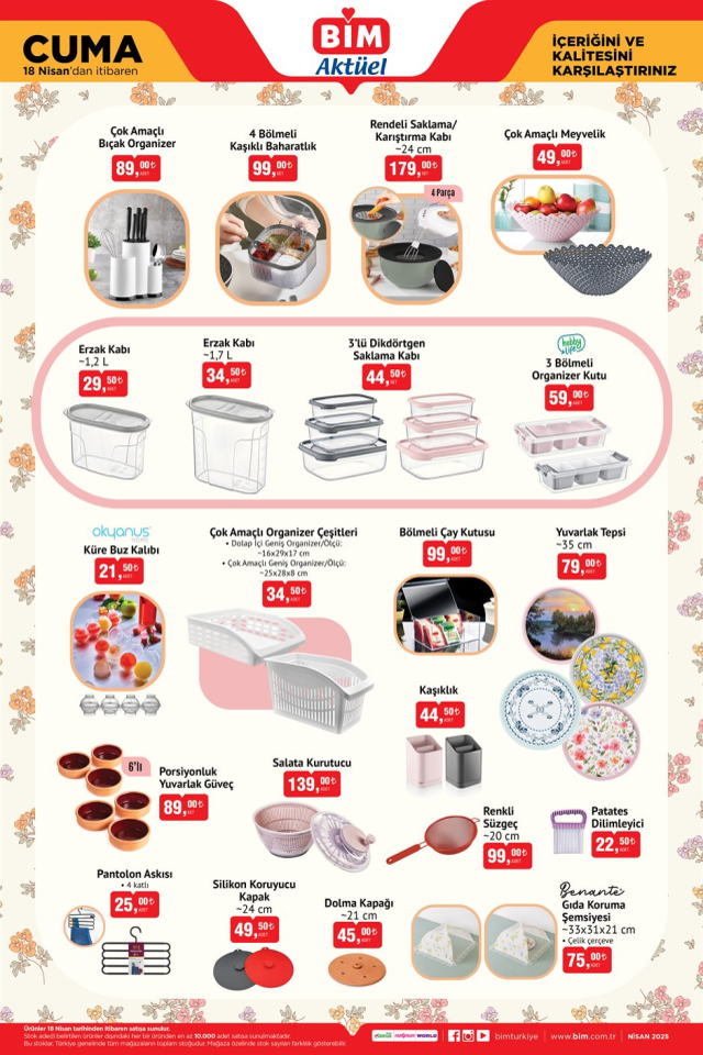 18 Nisan BİM Aktüel ürünler kataloğu! 18 Nisan BİM aktüel ürünler neler?