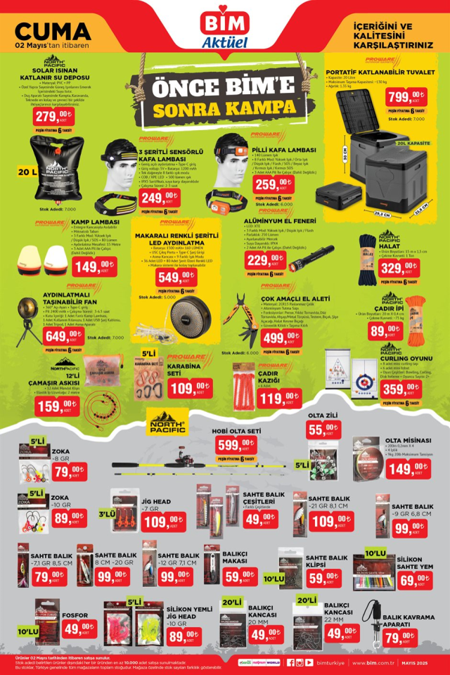 2 Mayıs BİM Aktüel ürünler kataloğu! 2 Mayıs BİM aktüel ürünler neler? BİM 2 Mayıs kamp ürünleri nelerdir?