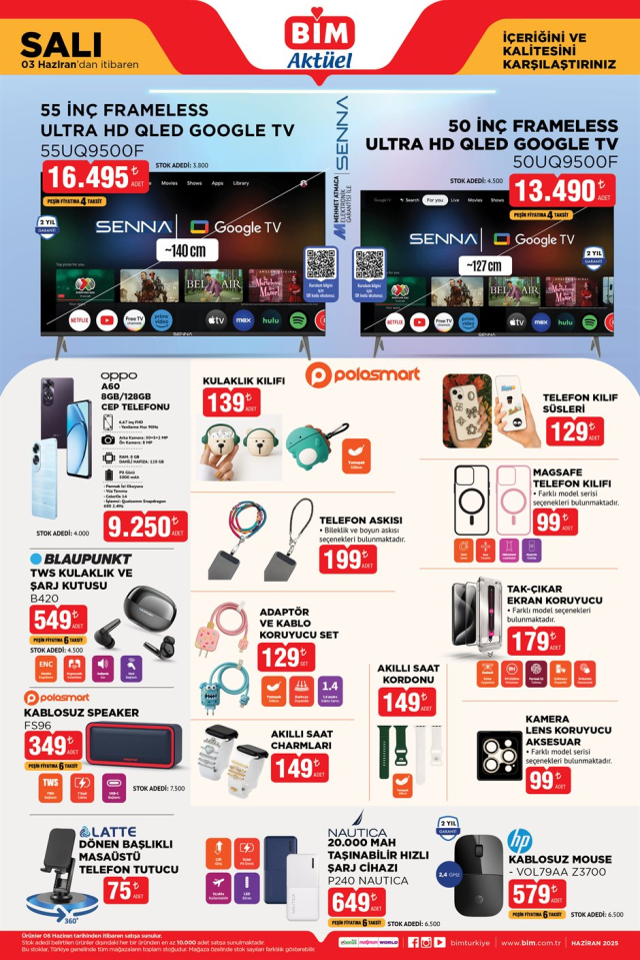 BİM 3 HAZİRAN AKTÜEL || BİM 3 Haziran 2025 aktüel kataloğunda hangi ürünler var? OPPO A60 Cep Telefonu, Philips Süpürge, Emsan Çaydanlık...
