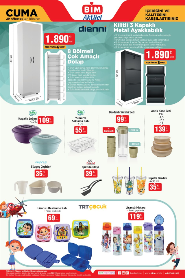 BİM AKTÜEL KATALOĞU 29 Ağustos BİM aktüel kataloğunda hangi ürünler var?