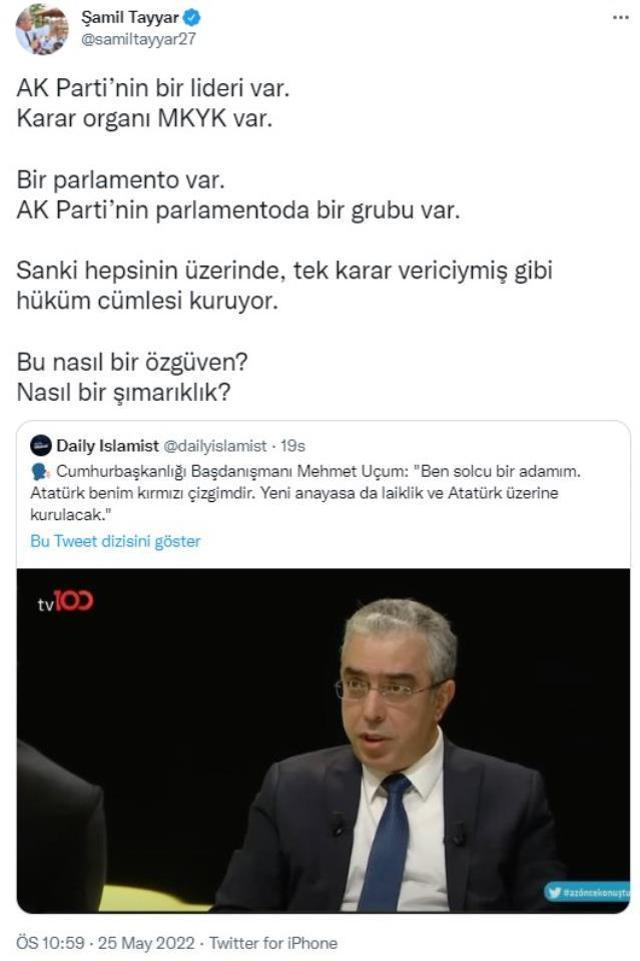 'Ben solcu bir adamım' diyen Cumhurbaşkanı Başdanışmanı Uçum'a AK Partili Tayyar'dan tepki: Bu nasıl bir özgüven? Nasıl bir şımarıklık?