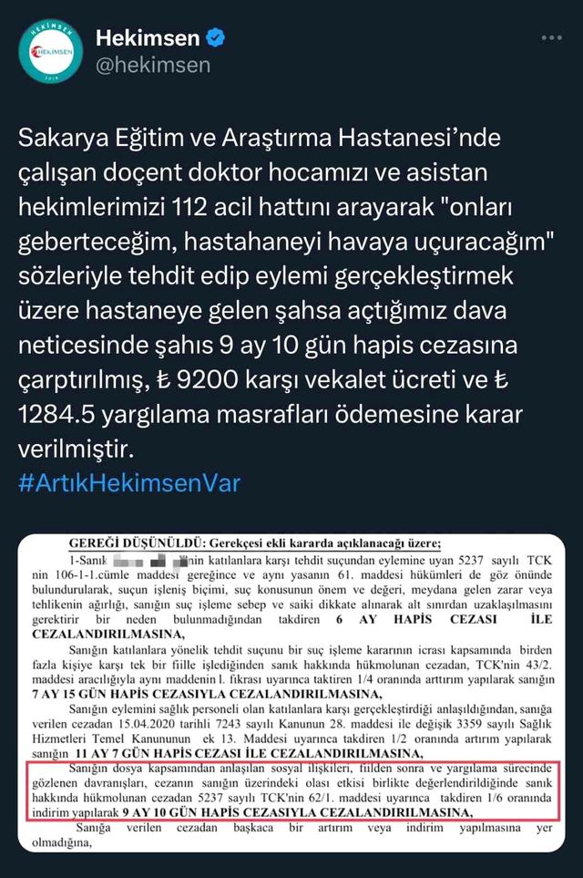 112'yi arayıp 'Onları geberteceğim, hastaneyi havaya uçuracağım' dedi 9 ay hapis cezasına çarptırıldı