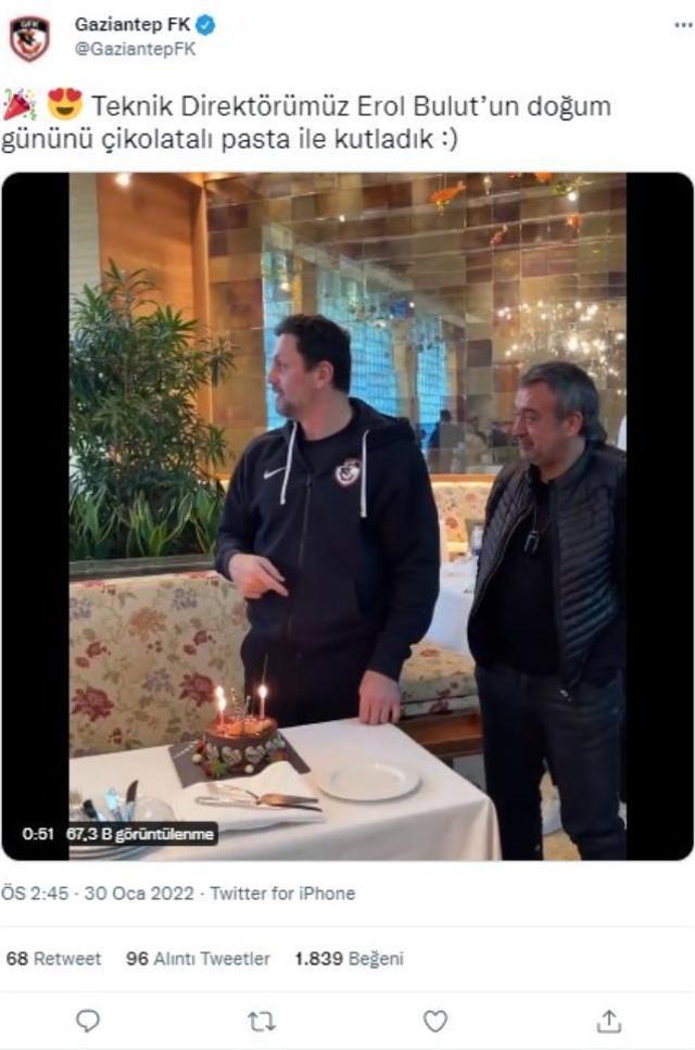 Gaziantep'in Erol Bulut için yaptığı pasta paylaşımı gülmekten kırdı geçirdi
