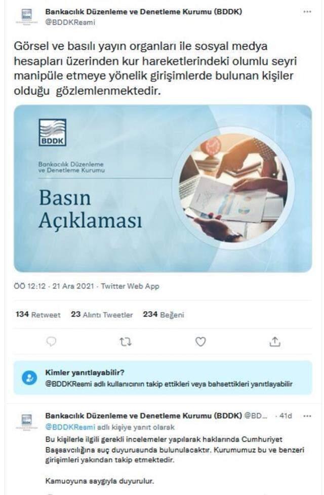 BDDK, kurdaki olumlu seyri manipüle eden kişiler hakkında suç duyurusunda bulunacak