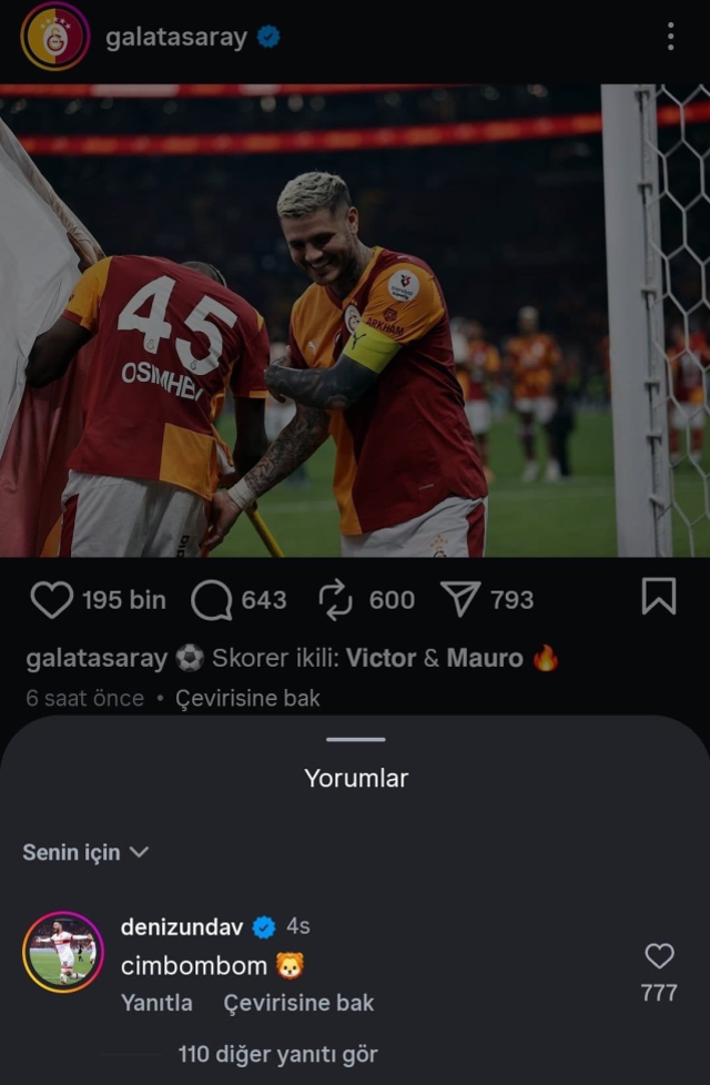 İsmail Yüksek ile kavga eden Deniz Undav'dan flaş Galatasaray paylaşımı