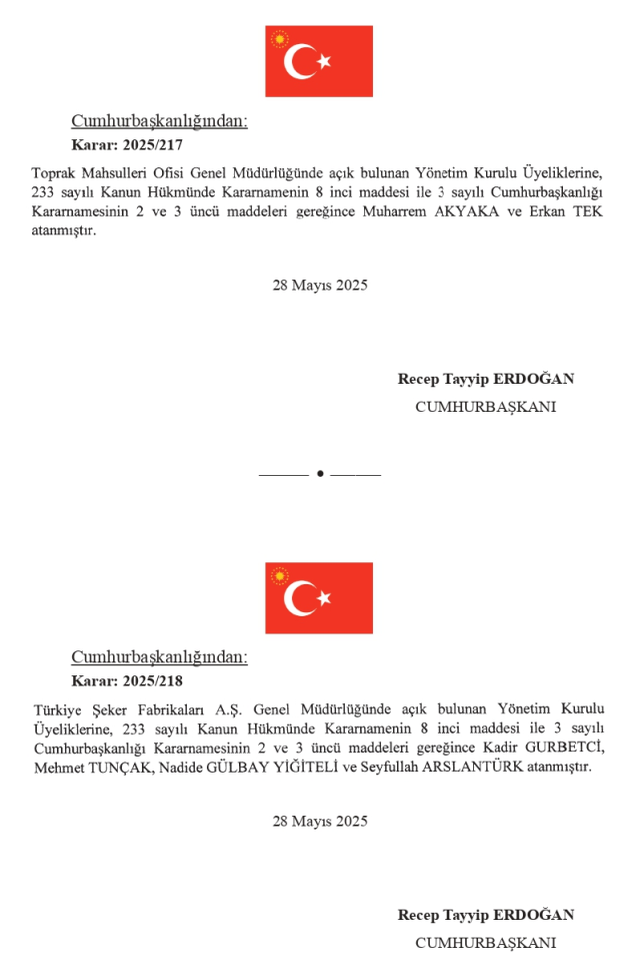 29 Mayıs Perşembe 2025 Resmi Gazete ATAMA KARARLARI! Bugünün kararları neler? 29 Mayıs Resmi Gazete yayımlandı! 32266 sayılı Resmi Gazete atamalar lis