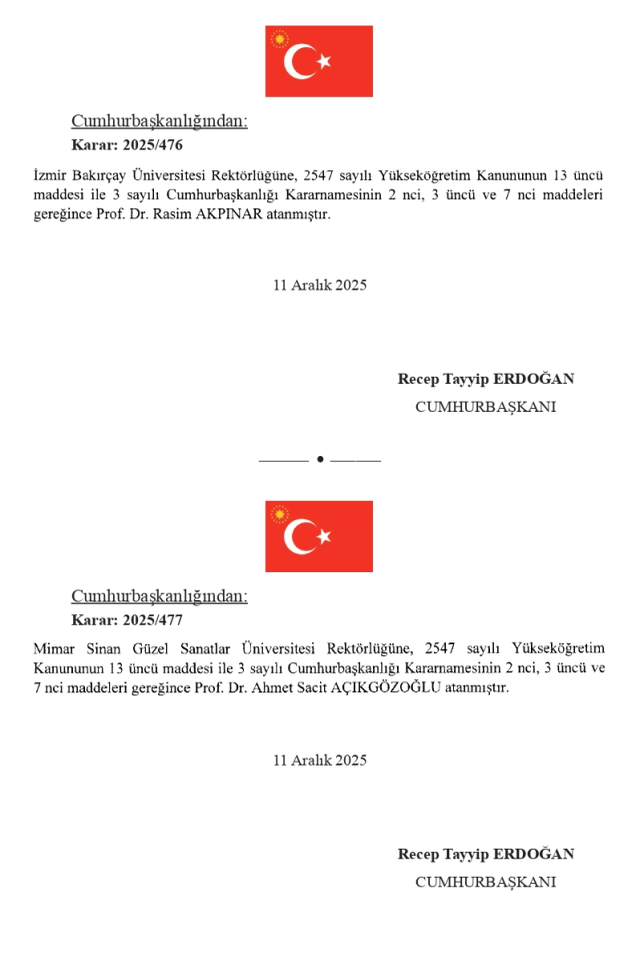 12 Aralık Cuma 2025 Resmi Gazete ATAMA KARARLARI yayınlandı mı? Bugünün kararları neler?