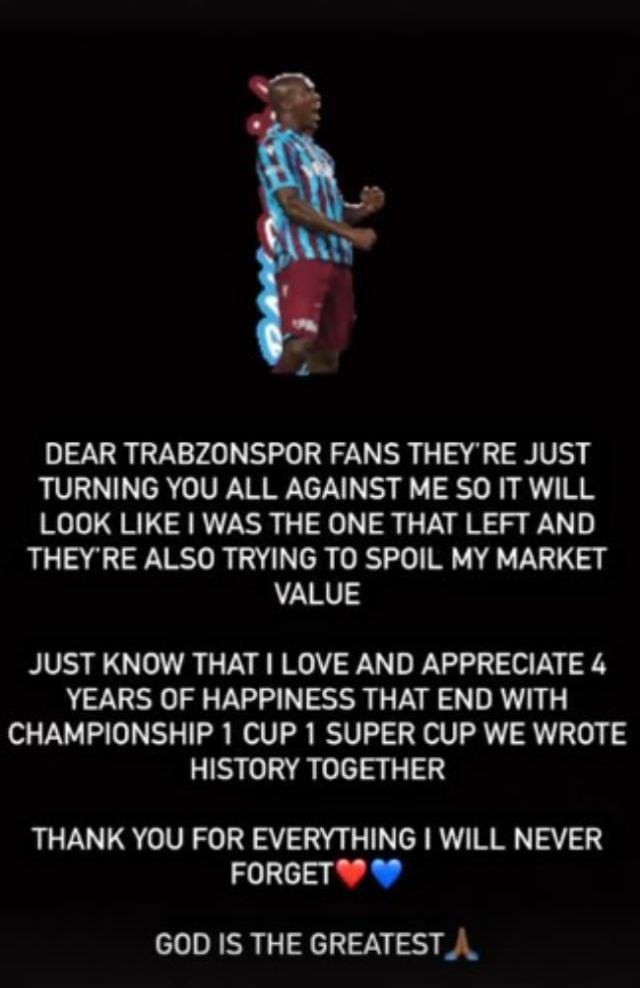 Son Dakika: Anthony Nwakaeme, Trabzonspor'a veda etti