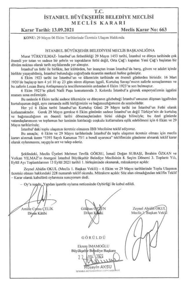 29 Mayıs'ta İstanbul'da toplu taşıma araçları ücretsiz olarak hizmet verecek