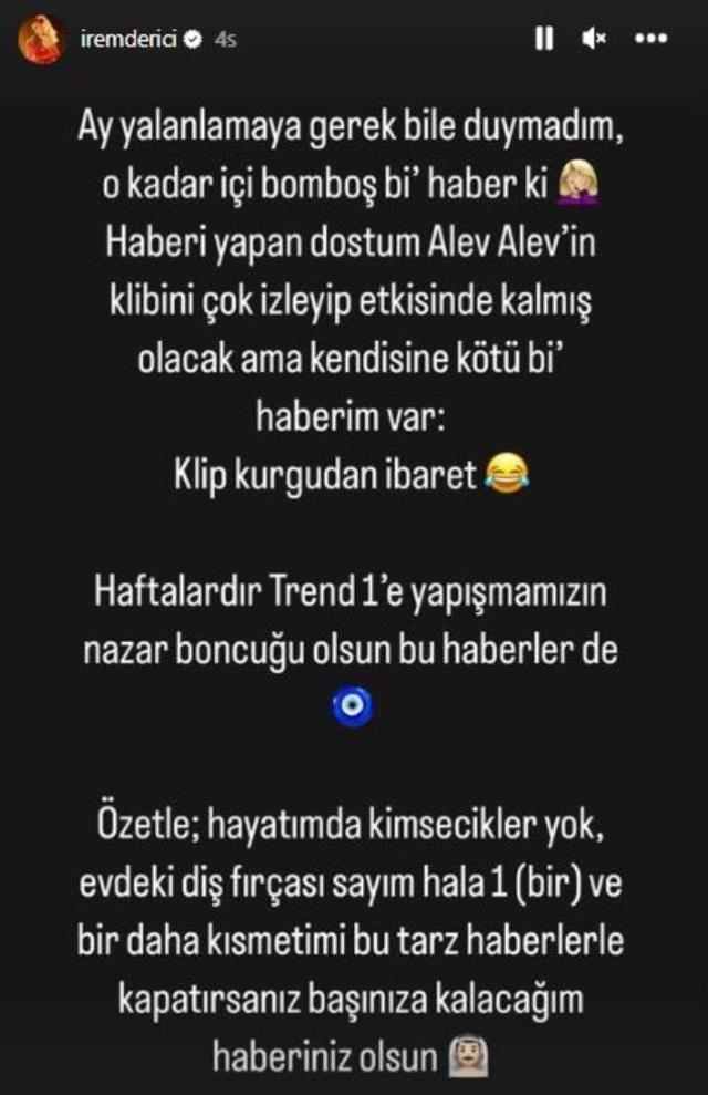 Genç kızın 'Bekaretimi bozdu' dediği kişiyle aşk yaşadığı iddia edilen İrem Derici'den yanıt