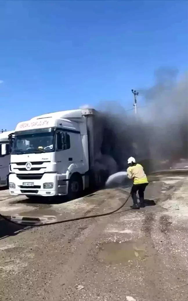 Mardin'de Park Halindeki İki Tırda Yangın