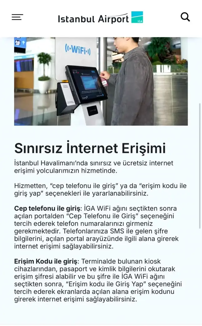 İGA İstanbul Havalimanı'nda Sınırsız Ücretsiz İnternet Dönemi