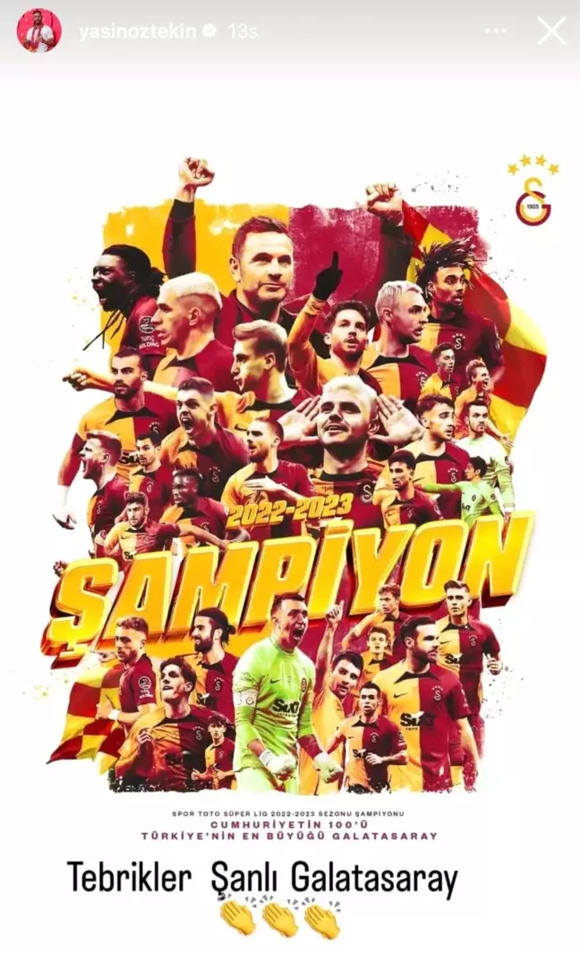 Yasin Öztekin, eski takımı Galatasaray'ın şampiyonluğunu kutladı