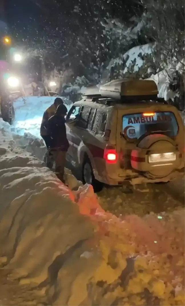 Gümüşhane'de Kar Yağışıyla Kapanan Yol, Hasta İçin Açıldı