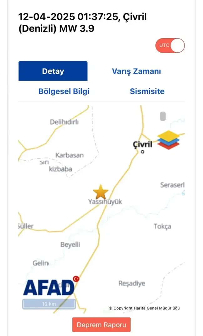Denizli'de 3.9 Şiddetinde Deprem Meydana Geldi