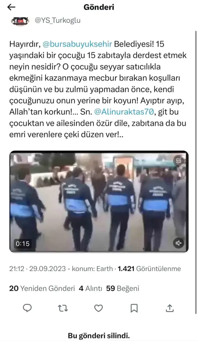 İYİ Parti Milletvekili Selçuk Türkoğlu, Büyükşehir Belediye Başkanı Alinur Aktaş'ı hedef aldı