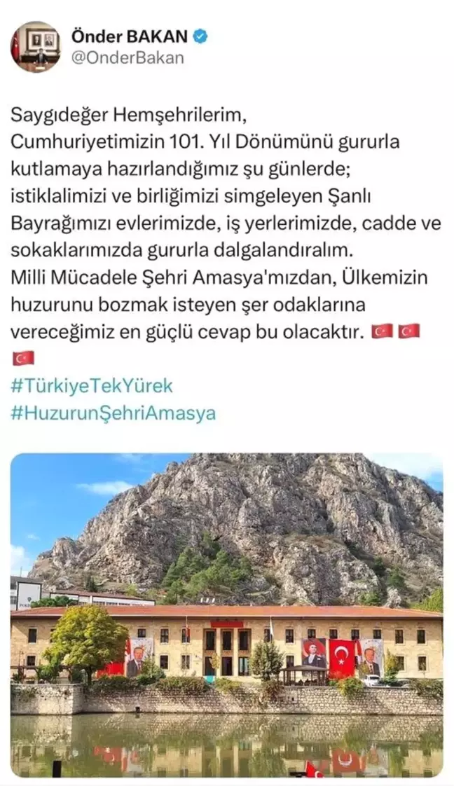 Vali Bakan'dan Amasya halkına 'bayrak asın' çağrısı: 