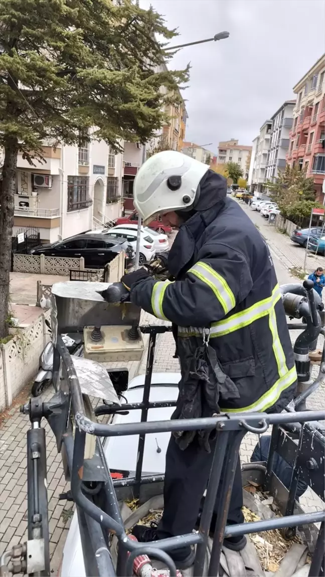 Ayağına İp Dolanan Karga, İtfaiye Ekipleri Tarafından Kurtarıldı