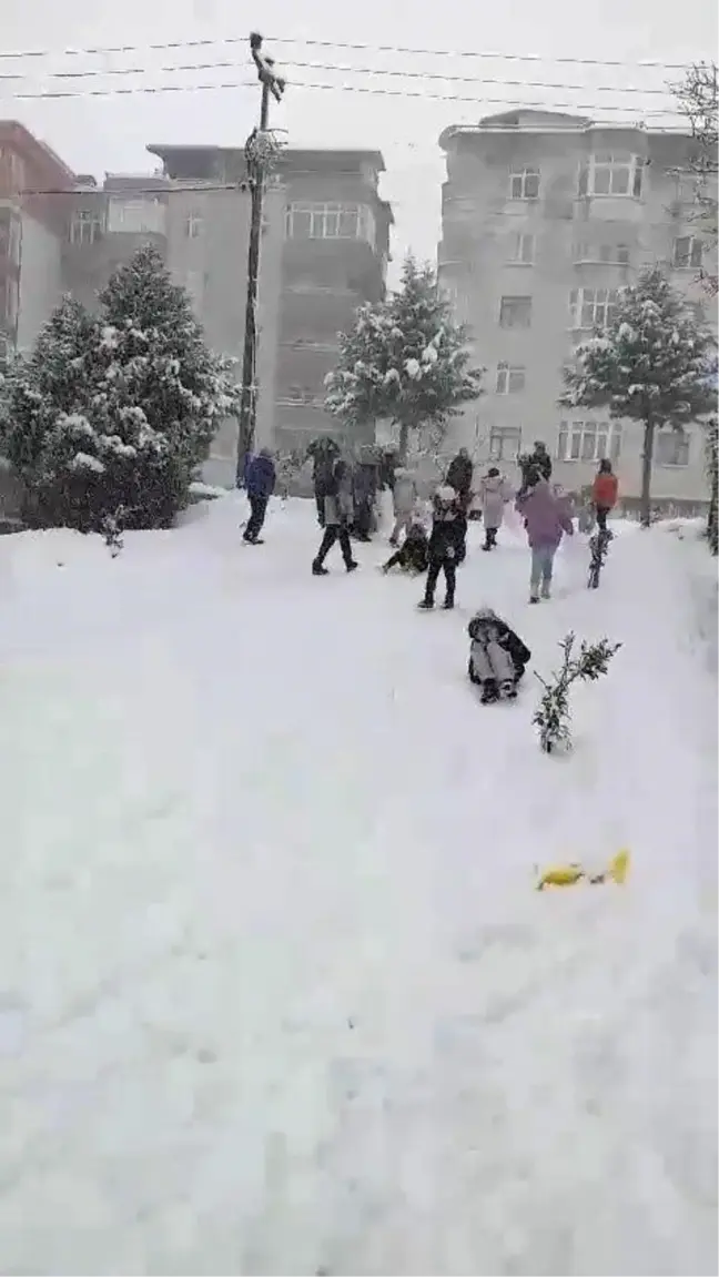 Düzce'de Kar Yağışı Çocukları Sevindirdi