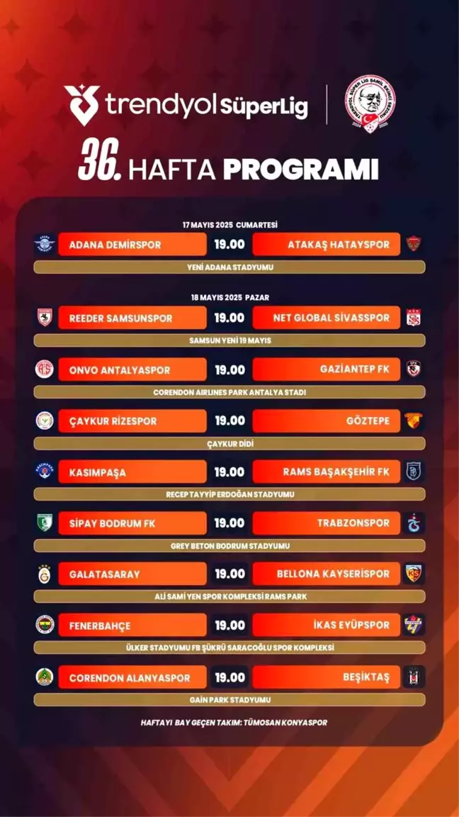 Trendyol Süper Lig'de 36. Haftanın Programı Açıklandı