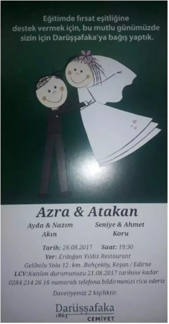Azra Akın Düğün Davetiyesiyle Darüşşafaka'ya Bağış Yaptı