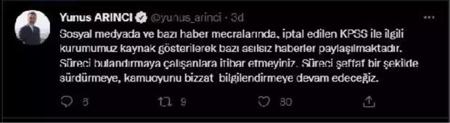 DDK Başkanı Arıncı'dan iptal edilen KPSS'ye ilişkin açıklama Açıklaması