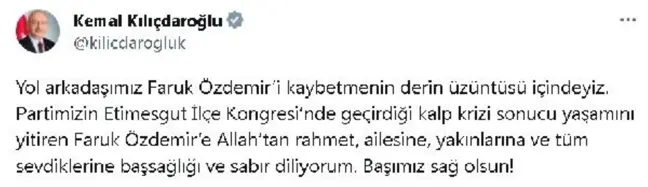 Kılıçdaroğlu'ndan taziye mesajı