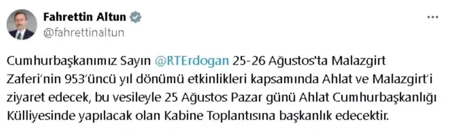 Cumhurbaşkanı Erdoğan, Ahlat Cumhurbaşkanlığı Külliyesi'nde Kabine Toplantısı yapacak