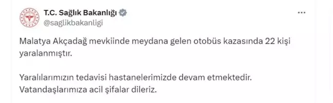 Sağlık Bakanlığı'ndan Malatya'daki Otobüs Kazası Hakkında Açıklama