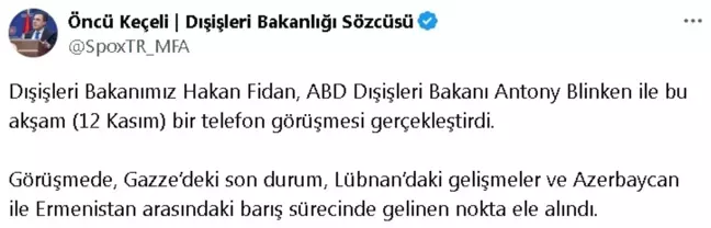 Dışişleri Bakanı Hakan Fidan, ABD'li Meslektaşı ile Görüştü