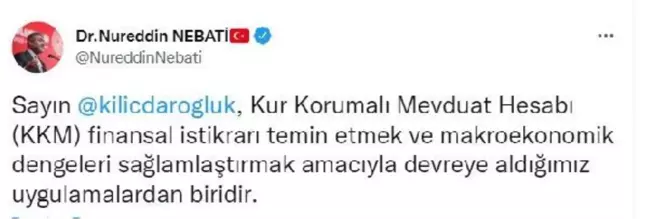 Bakan Nebati: KKM uygulaması finansal istikrarın tesis edilmesinde etkin rol oynamıştır
