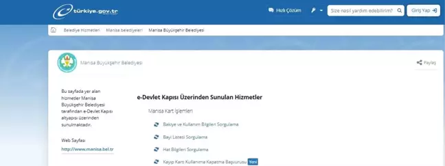 Manisa Kart'ın e-Devlet üzerinden kullanıma kapatma hizmeti başladı