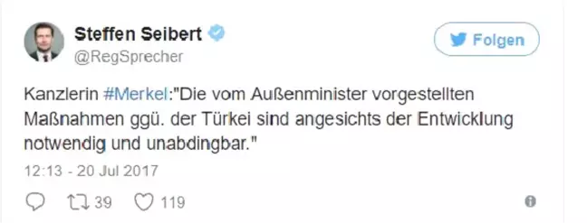 Gabriel'in Türkiye'ye Yönelik Açıkladığı Önlemlere Merkel'den Destek