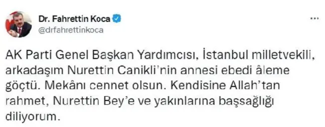 AK Partili Canikli'in annesi hayatını kaybetti