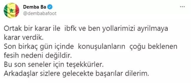 Demba Ba, Medipol Başakşehir'e veda etti