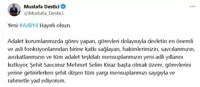 Mustafa Destici'den Adalet Teşkilatına Yeni Adli Yıl Kutlaması