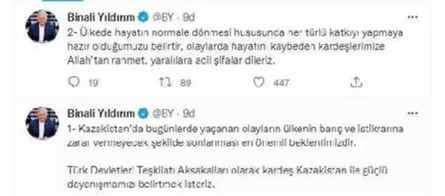 Son Dakika | Binali Yıldırım: Kazakistan'daki olayların sonlanması en önemli beklentimiz