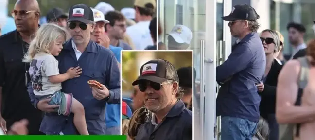 Joe Biden'in oğlu Hunter Biden eşi ve oğlu ile bedava pizza sırasında beklerken görüntülendi
