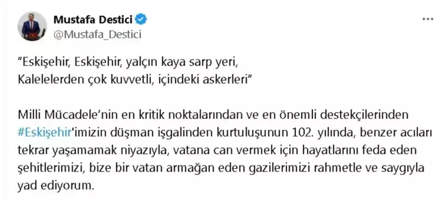 BBP Genel Başkanı Destici, Eskişehir'in Kurtuluşunu Kutladı