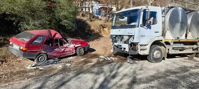 Çan'da Süt Tankeri ile Otomobilin Çarpışması: 1 Yaralı