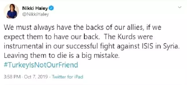 Abd'nin eski bm daimi temsilcisinin türkiye karşıtı paylaşımlarına başdanışmandan sert cevap