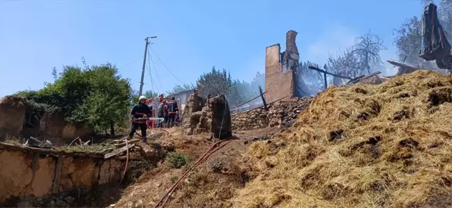 Sakarya'da çıkan yangında 2 ahşap ev ve 1 samanlık kullanılamaz hale geldi