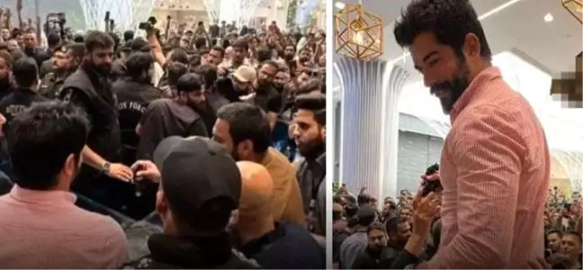 Pakistan'da Burak Özçivit izdihamı! Erkek hayranlarının içinden güçlükle kurtarıldı