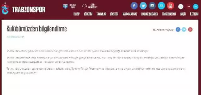 Trabzonspor'dan Teknik Kadro Açıklaması