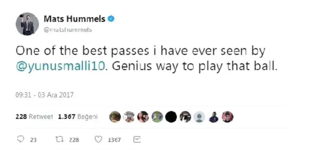 Mats Hummels'den Yunus Mallı'ya Övgü