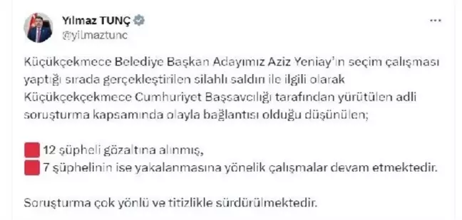 AK Parti Küçükçekmece Belediye Başkan Adayı'na silahlı saldırı: 12 şüpheli gözaltına alındı