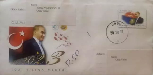 Eski Ordu Valisi Yazıcıoğlu'nun, Cumhuriyet'in 100'üncü yılı için yazdığı mektup Vali Erol'a teslim edildi
