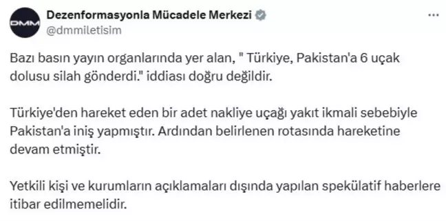 Türkiye, Pakistan'a Silah Gönderdiği İddiasını Yalanladı